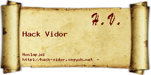 Hack Vidor névjegykártya